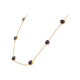 Natural Round Kyanite Gemstone 925 Sterling Silver Gold Plated Necklace