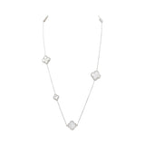 Natural Mother of Pearl Gemstone 925 Silver Necklace