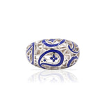 Silver Filigree Blue Enamel Ring
