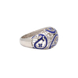 Silver Filigree Blue Enamel Ring