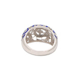 Silver Filigree Blue Enamel Ring