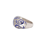 Silver Filigree Blue Enamel Ring