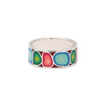 Silver Multi Color Enamel Meenakari Ring