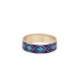 925 Sterling Silver Blue Enamel Print Ring Band For Women