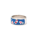 925 Sterling Silver Heart Printed Enamel Cubic Zircon Stone Ring