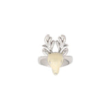 White Enamel Deer Head Ring