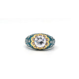 Blue Enamel Gold Plating Cubic Zircon Stone Ring