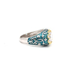 Blue Enamel Gold Plating Cubic Zircon Stone Ring