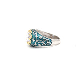 Blue Enamel Gold Plating Cubic Zircon Stone Ring