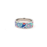 925 Silver Enamel Work Designer Band Ring For Women