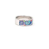 925 Silver Enamel Work Designer Band Ring For Women