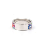 925 Silver Enamel Work Designer Band Ring For Women