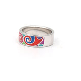 925 Silver Enamel Work Designer Band Ring For Women