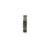 Silver Green & Black Enamel Ring