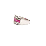 925 Sterling Silver Natural Ruby Gemstone & Cubic Zircon Stone Ring