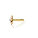 925 Sterling Silver American Diamond Gold Plated Floral Ring