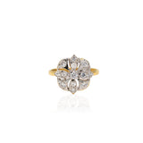 925 Sterling Silver American Diamond Gold Plated Floral Ring