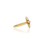 925 Sterling Silver American Diamond Gold Plated Floral Ring