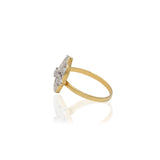 925 Sterling Silver American Diamond Gold Plated Floral Ring