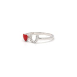 925 Silver Enamel Red Heart Shaped Love You Open Ring For Womens