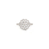 Cubic Zircon Stone 925 Sterling Silver Floral Ring