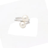 By Pass 925 Sterling Silver Pearl Gemstone Ring
