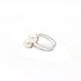 By Pass 925 Sterling Silver Pearl Gemstone Ring