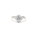 Floral Design 925 Sterling Silver Cubic Zircon Stone Ring