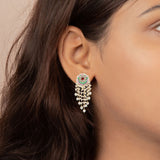 White And Red Stone Enamel Print Earring