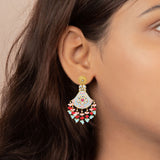 Traditional White Stone Enamel Painted Earring