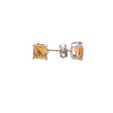 Natural Yellow Citrine Square Cut Gemstone 925 Sterling Silver Earring