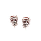 Prong Set 925 Sterling Silver Natural Sunstone Oval Shaped Stud Earring
