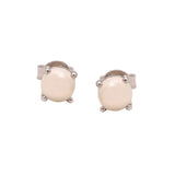 Gorgeous 925 Sterling Silver Round Shaped Pearl Gemstone Earring Stud