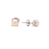 Gorgeous 925 Sterling Silver Round Shaped Pearl Gemstone Earring Stud