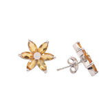 Floral Shape Citrine Gemstone Stud