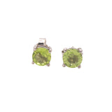 925 Sterling Silver Natural Peridot Round Cut Gemstone Stud Earring