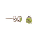 925 Sterling Silver Natural Peridot Round Cut Gemstone Stud Earring
