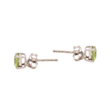 925 Sterling Silver Natural Peridot Round Cut Gemstone Stud Earring