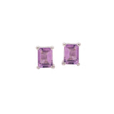 Rectangle Amethyst Silver Earring