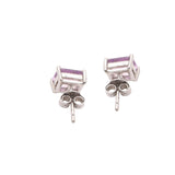 Rectangle Amethyst Silver Earring