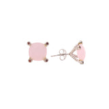 Cushion Shape Rose Quartz Earring