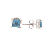 Square Blue Topaz Gemstone Earring