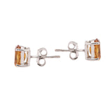 Prong Set Natural Oval Shaped Citrine Gemstone Stud Earring