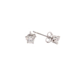 Round Prong Set Tiny Cubic Zirconia 925 Sterling Silver Stud Earring