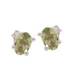 Oval Green Peridot Earring Stud