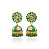 Trendy Green Enamel Painted Green Stone Jhumka Earring