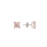 Square Rose Quartz Gemstone Earring