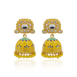 Yellow Enamel Painted Yellow Stone Jhumka Earring