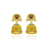 Yellow Enamel Painted Yellow Stone Jhumka Earring