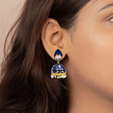 Blue Enamel Painted Pearl Stone Earring Jhumka
